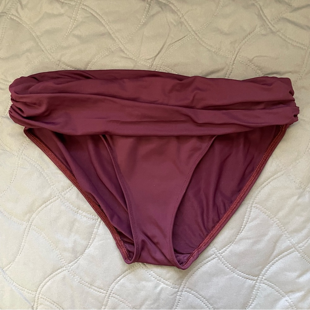 LAUREN by Ralph Lauren Beach Club Ruched Bikini Bottoms (Maroon, 8)